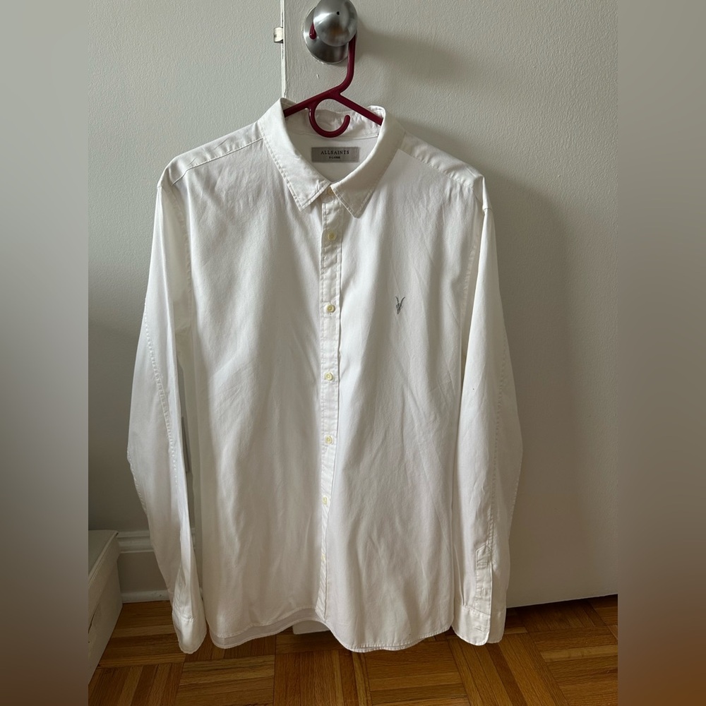 ALL SAINTS: Men's White Button-Down Shirt. Size XL